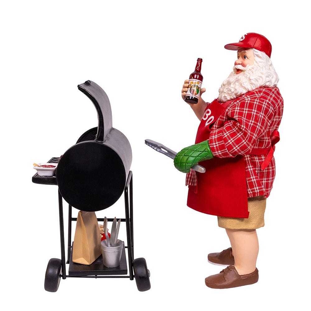 Kurt S. Adler 10.75“ Fabriché™ Santa With Barbecue Grill, 2-Piece Set
