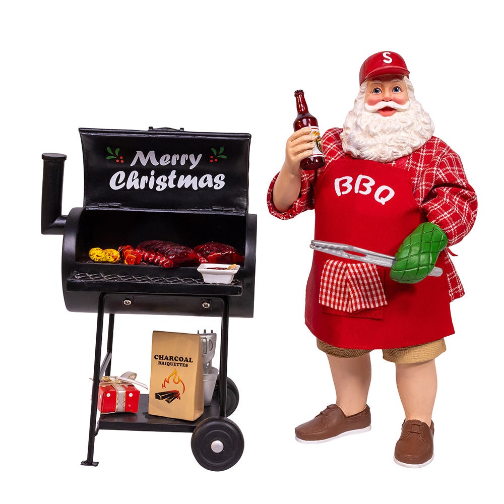 Kurt S. Adler 10.75“ Fabriché™ Santa With Barbecue Grill, 2-Piece Set