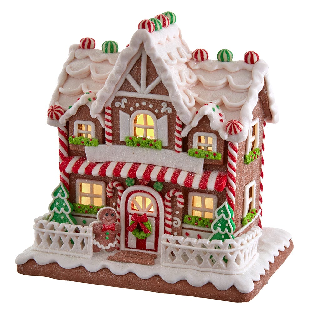 Kurt S. Adler 9“ Battery Operated Light Up Two Floor Gingerbread House