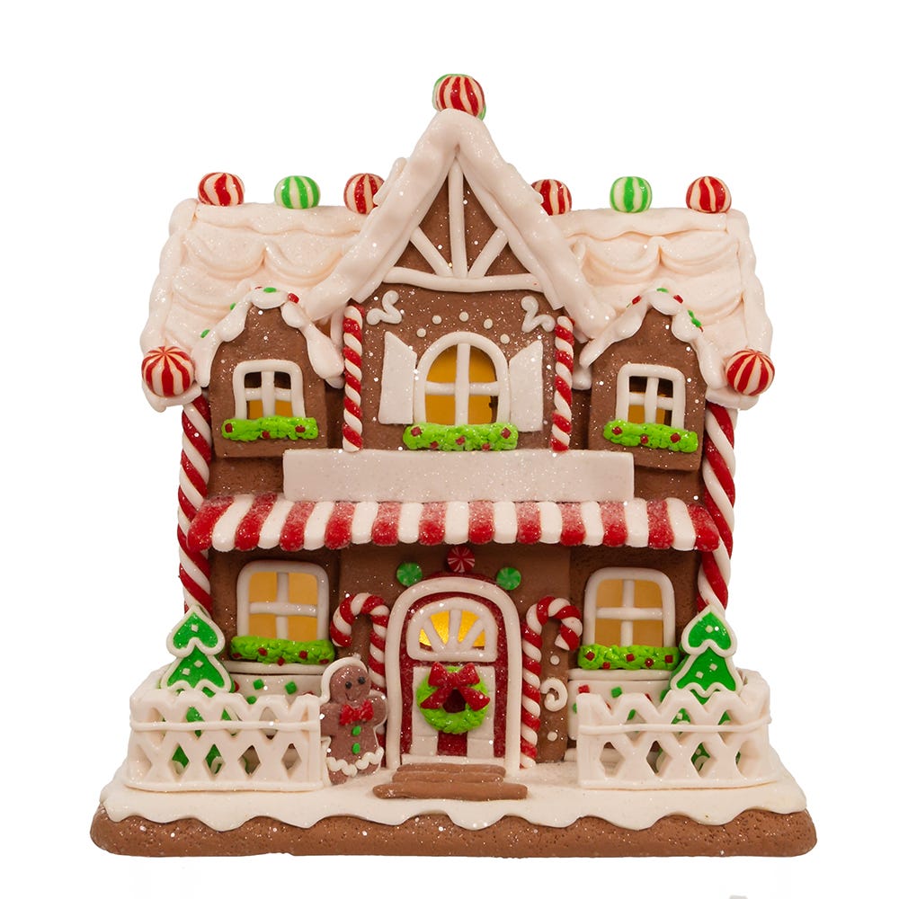 Kurt S. Adler 9“ Battery Operated Light Up Two Floor Gingerbread House