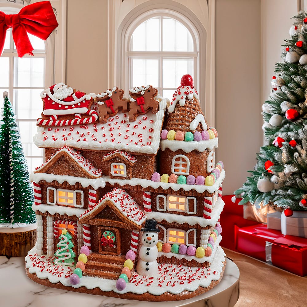 Kurt S. Adler 10“ Pre-Lit Gingerbread House With Santa