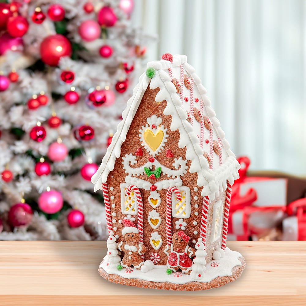 Kurt S. Adler 7.87“ Battery Operated LED Gingerbread House With Heart