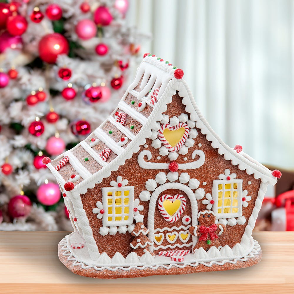 Kurt S. Adler 7.87“ Battery Operated LED Gingerbread House With White Icing