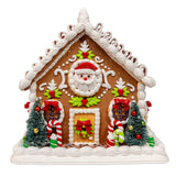 Kurt S. Adler 9“ Battery Operated Gingerbread House With Santa & Ribbon Candy Roof