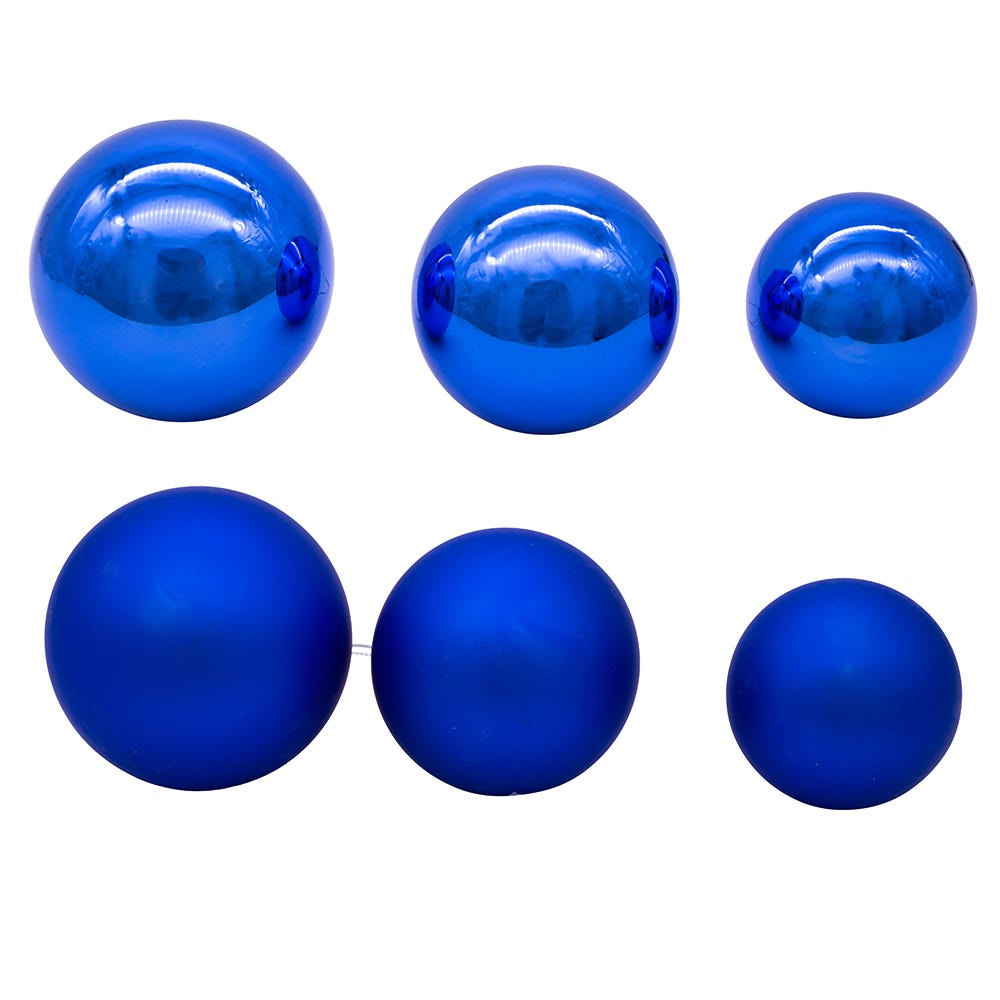 Kurt S. Adler 60MM - 80MM Glass Shiny and Matte Blue Mixed Ball Ornaments, 20-Piece Box