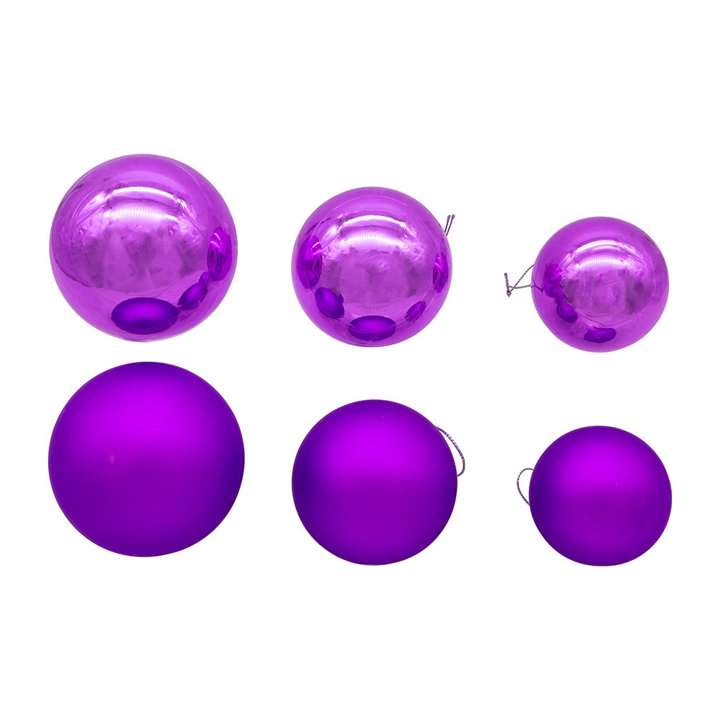 Kurt S. Adler 60MM - 80MM Glass Shiny and Matte Purple Mixed Ball Ornaments, 20-Piece Box