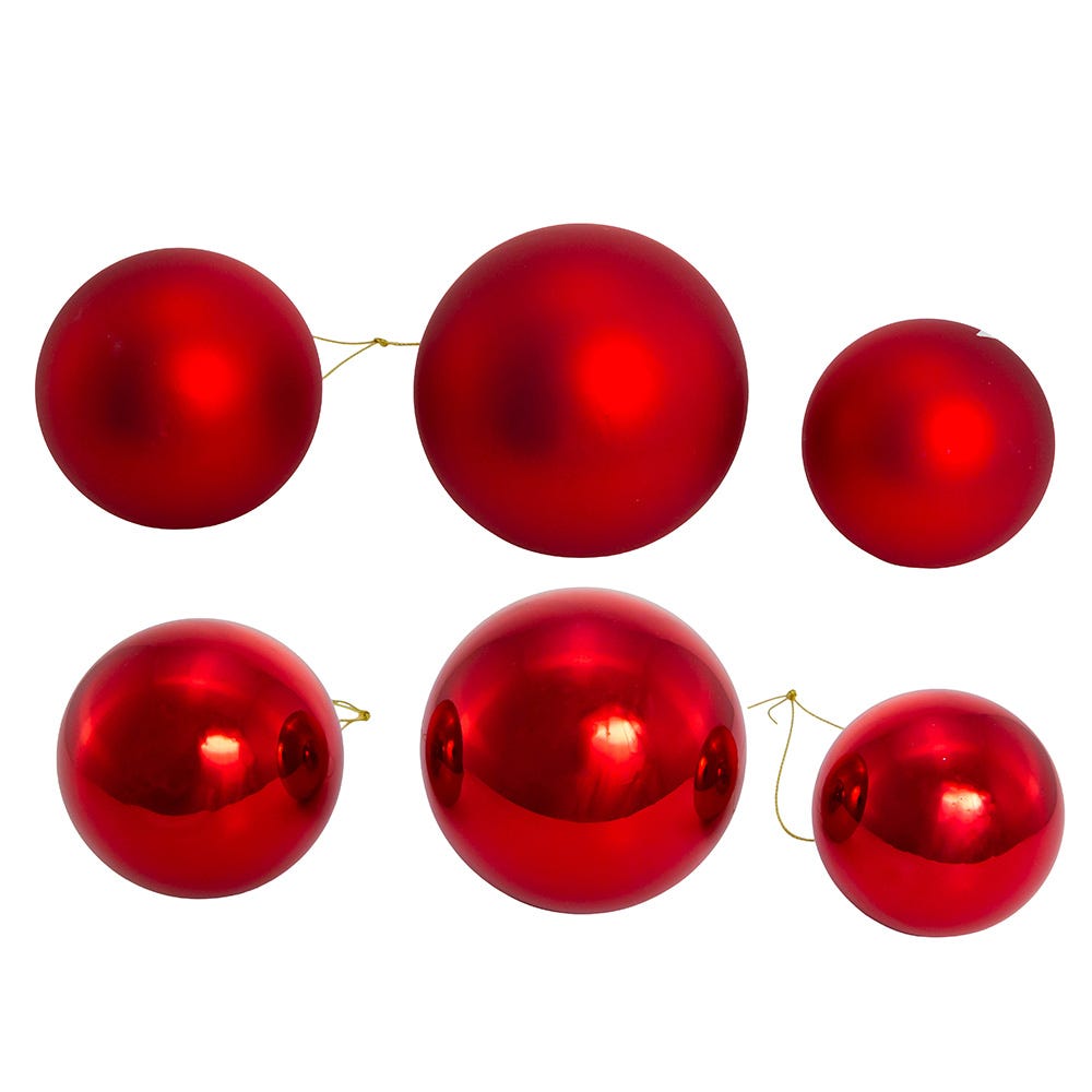Kurt S. Adler 60MM 80MM Glass Shiny and Matte Red Ball Ornaments, 20-Piece Box