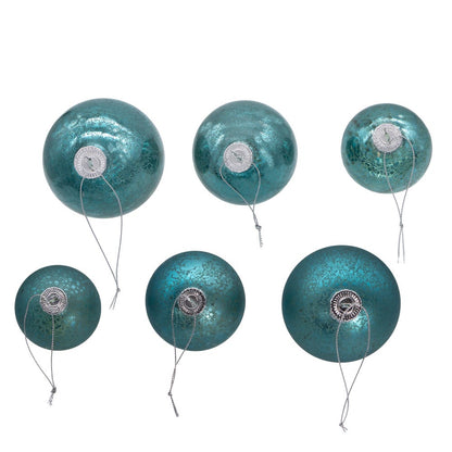 Kurt S. Adler 60MM-80MM Glass Shiny and Matte Teal Mercury Ball Ornaments, 20 Piece Box