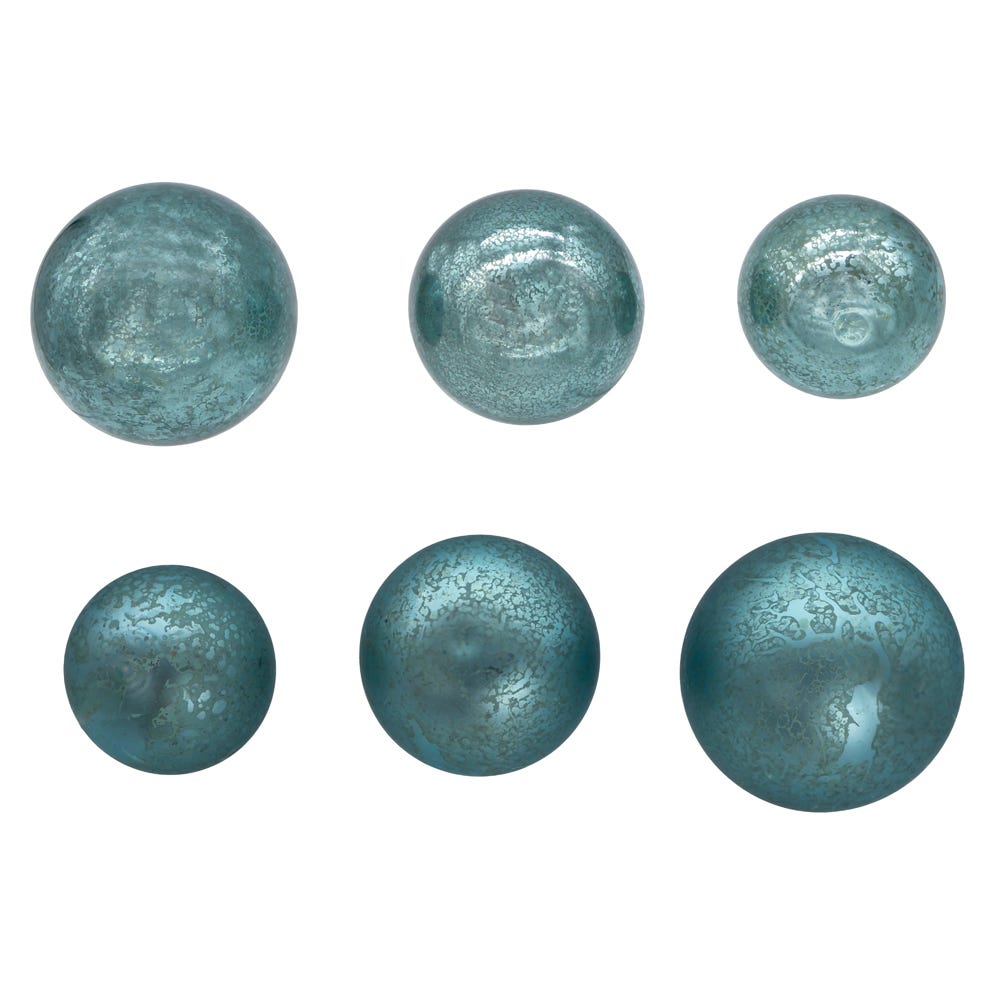 Kurt S. Adler 60MM-80MM Glass Shiny and Matte Teal Mercury Ball Ornaments, 20 Piece Box