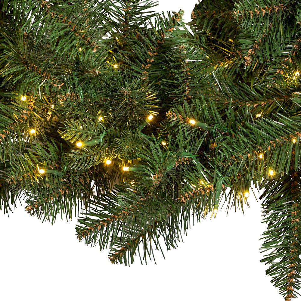 Kurt S. Adler 9' Pre-Lit Warm White Cluster LED Noble Fir Garland