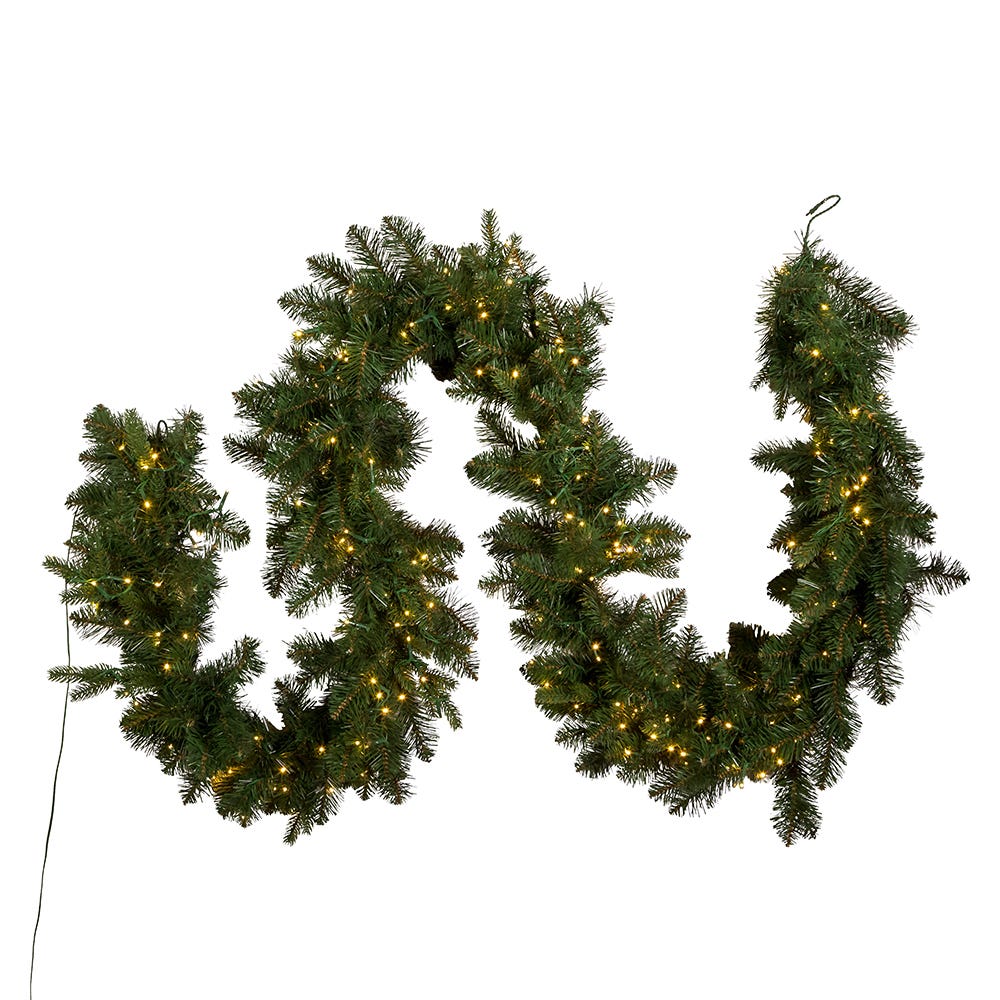 Kurt S. Adler 9' Pre-Lit Warm White Cluster LED Noble Fir Garland