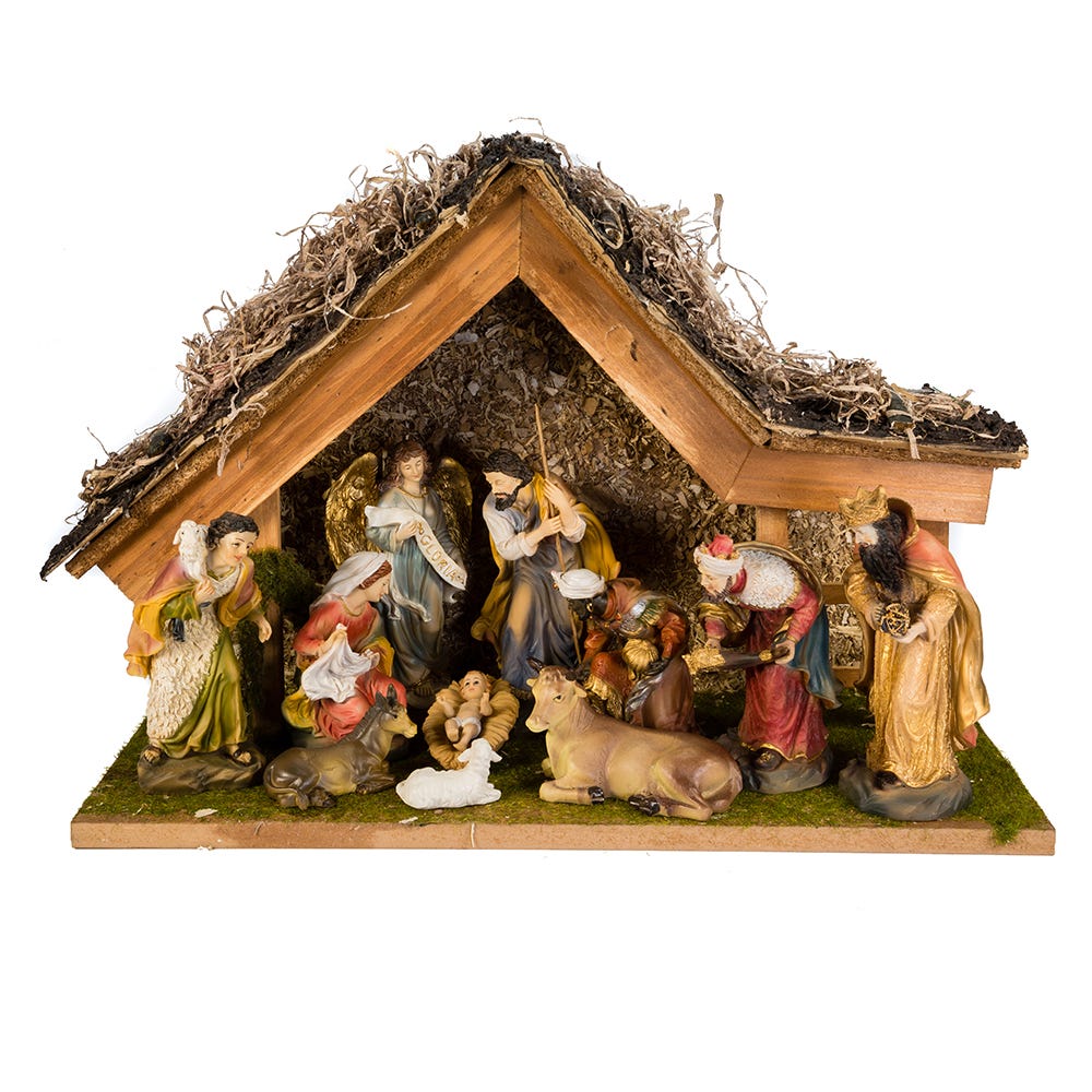 Kurt S. Adler Nativity Set With Stable, 11-Piece Set