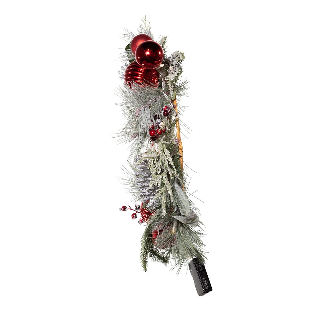 Kurt S. Adler 22“ Battery-Operated Pre-Lit Warm White LED Silver Decorated Wreath