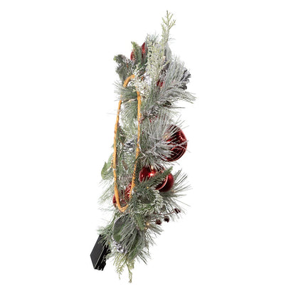 Kurt S. Adler 22“ Battery-Operated Pre-Lit Warm White LED Silver Decorated Wreath
