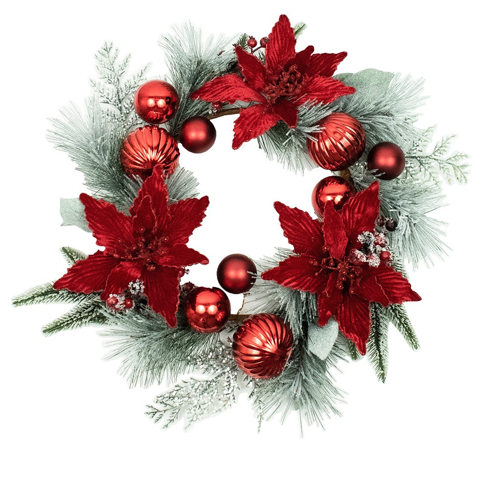 Kurt S. Adler 20“ Un-Lit Red Berries and Poinsettia Wreath