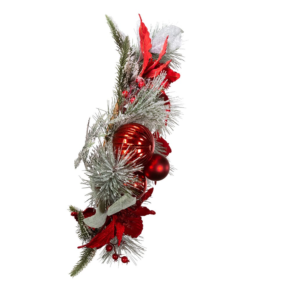 Kurt S. Adler 20“ Un-Lit Red Berries and Poinsettia Wreath