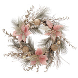 Kurt S. Adler 20“ Un-Lit Pink and Gold Poinsettia Wreath