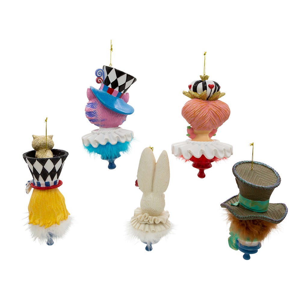 Kurt S. Adler 6“ Holly Hats™ Alice In Wonderland Hat Ornament Set, 5 Piece Set
