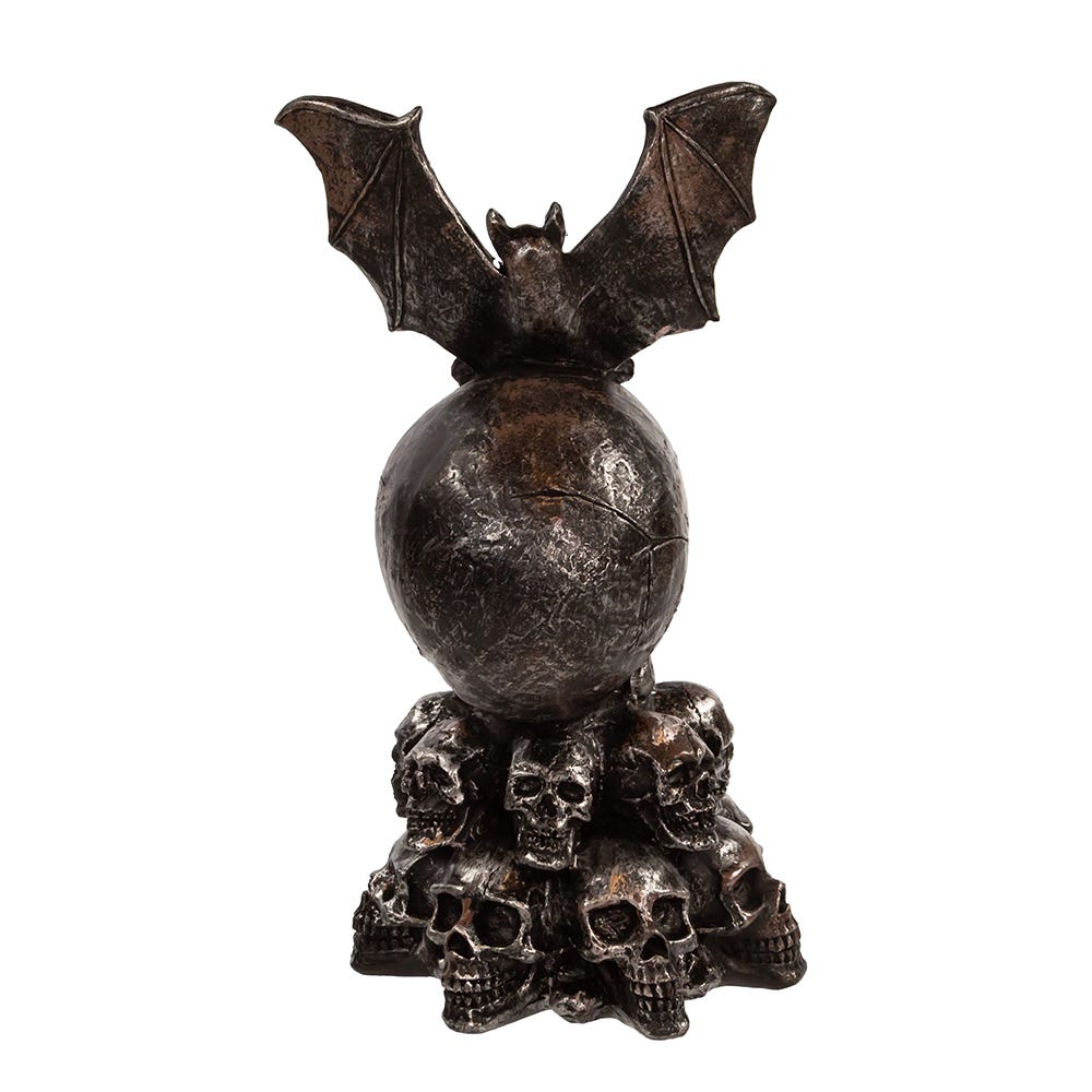 Kurt S. Adler 11.5“ Battery Operated Bat On Skull Table Piece