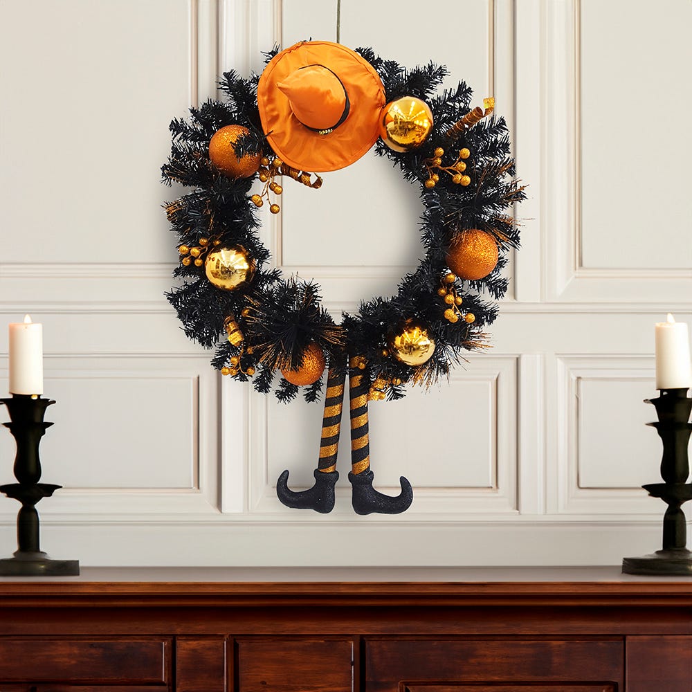 Kurt S. Adler 33“ Un-Lit Orange Halloween Wreath