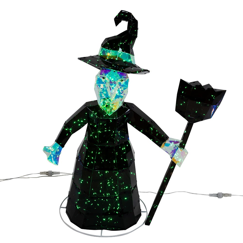 Kurt S. Adler 12“-22“ Lighted Magical Iridescence Holographic Witch & Two Ghosts, 3-Piece Set