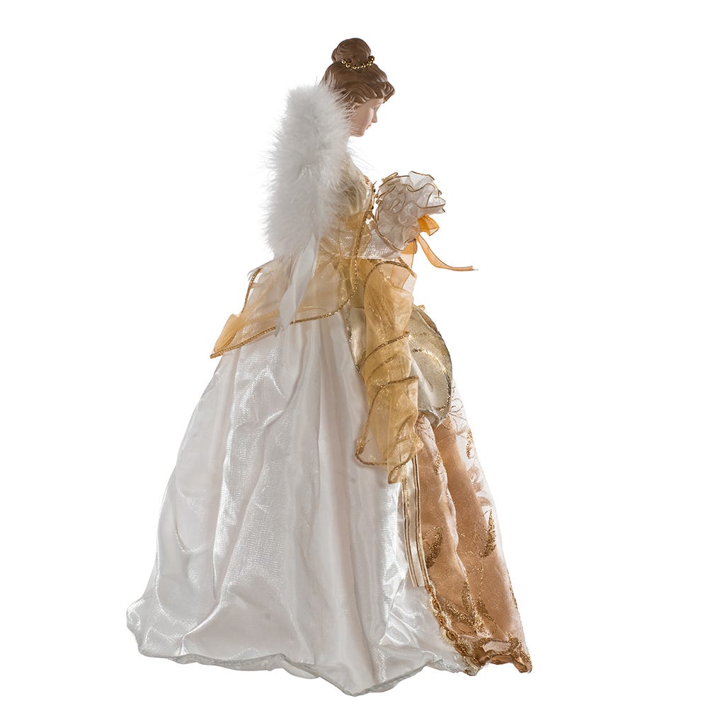 Kurt S. Adler 17“ Un-Lit Ivory and Gold Angel Treetop