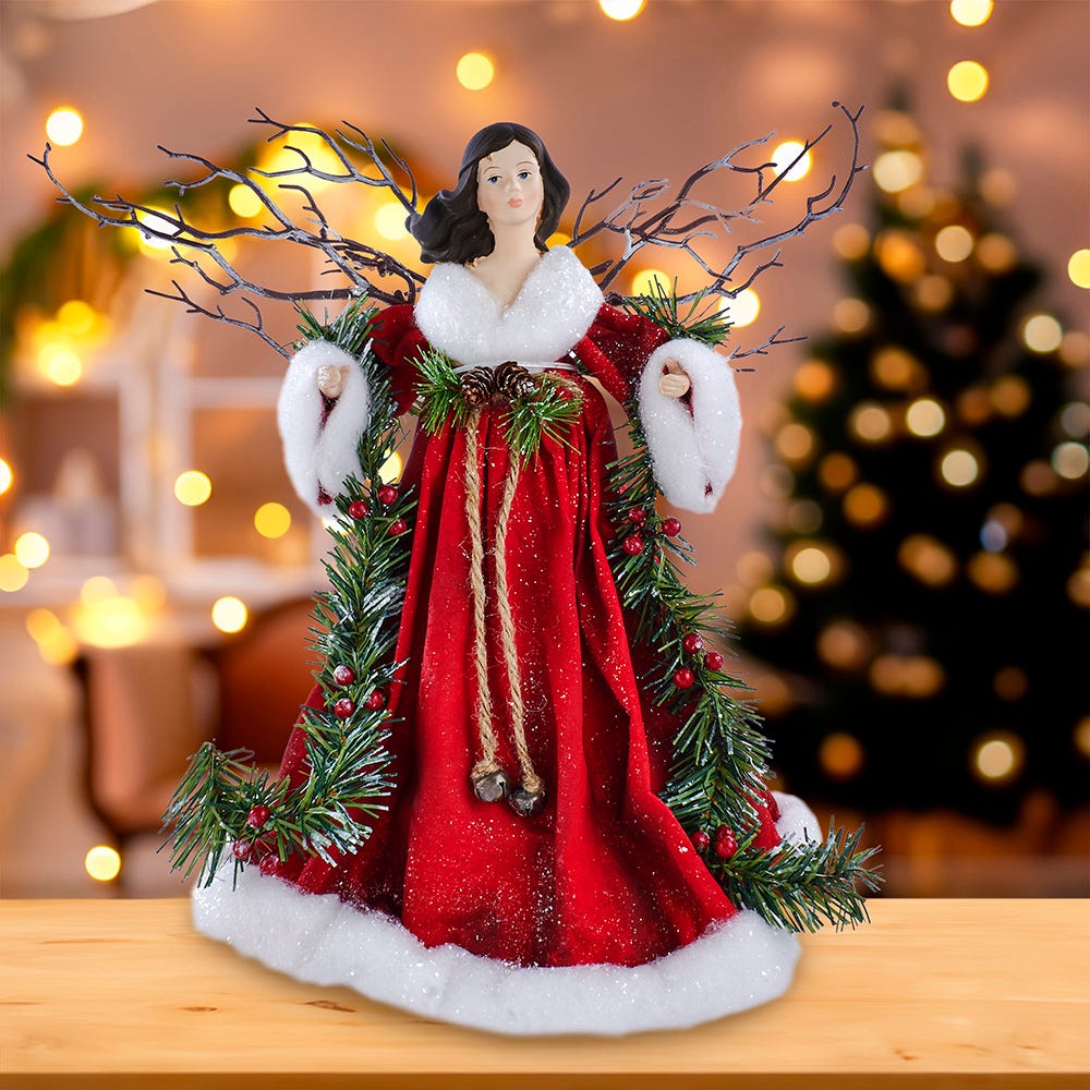 Kurt S. Adler 14“ Un-Lit Red Angel Treetop