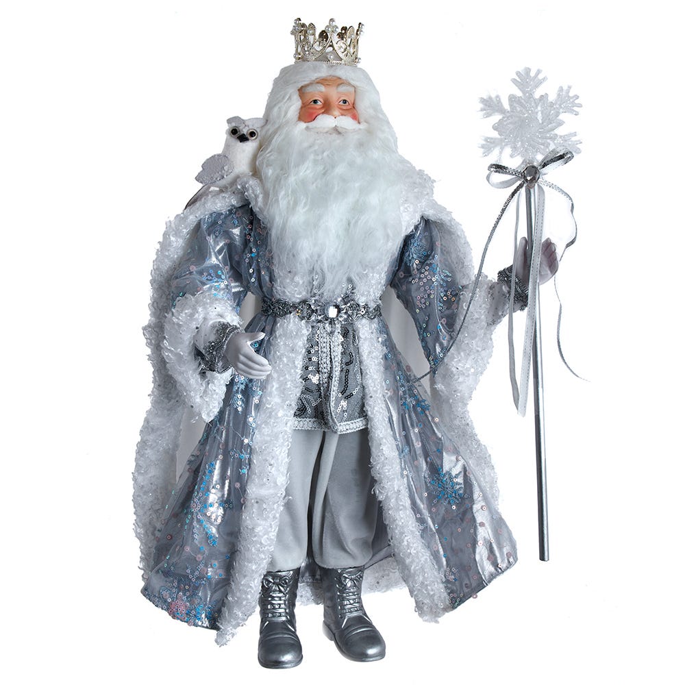 Kurt S. Adler 21“ Silver, White and Light Blue Standing Santa