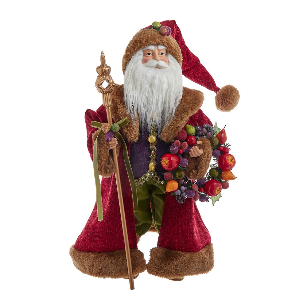 Kurt S. Adler 20“ Sugar Fruit Santa With Fruit Wreath