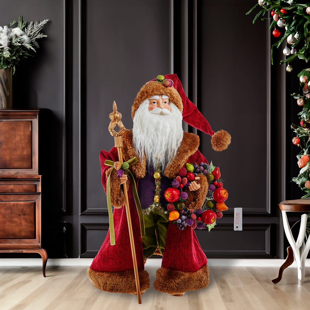 Kurt S. Adler 20“ Sugar Fruit Santa With Fruit Wreath
