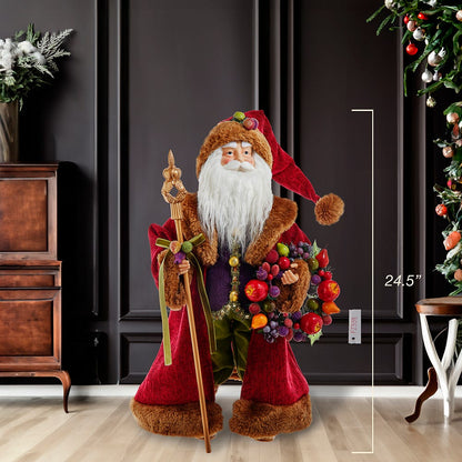 Kurt S. Adler 20“ Sugar Fruit Santa With Fruit Wreath
