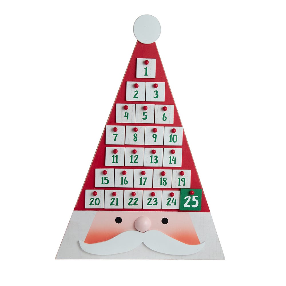 Kurt S. Adler Wooden Triangle Santa Head Advent Calendar