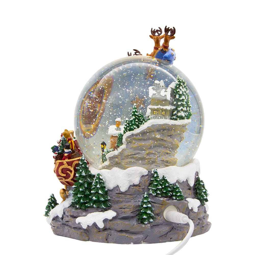 Kurt S. Adler 120MM Battery Operated Musical Santa and Sled Water Globe