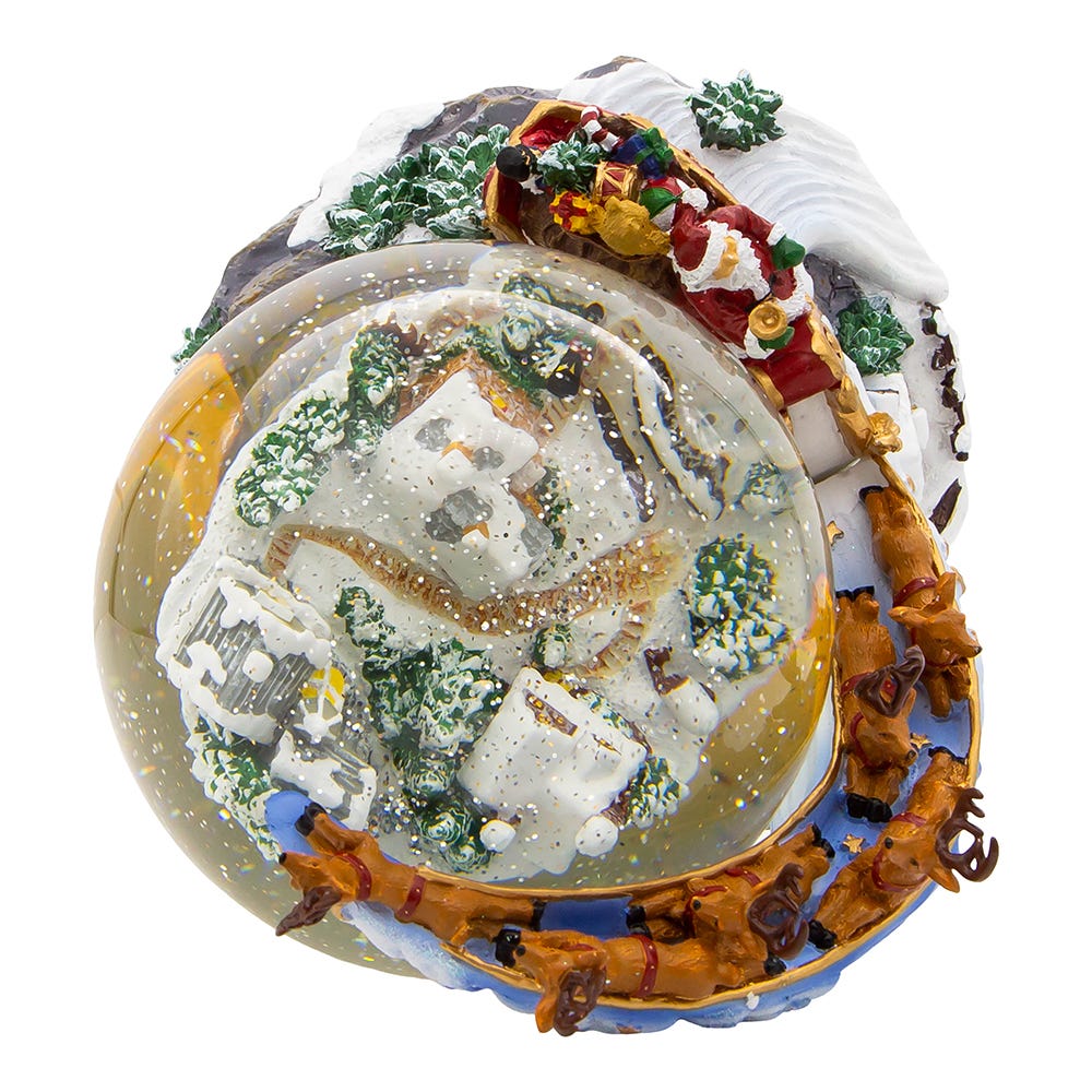 Kurt S. Adler 120MM Battery Operated Musical Santa and Sled Water Globe