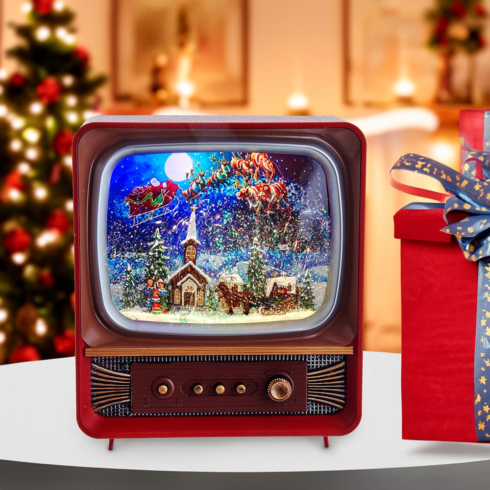 Kurt S. Adler Battery Operated Musical Water Santa TV Lantern