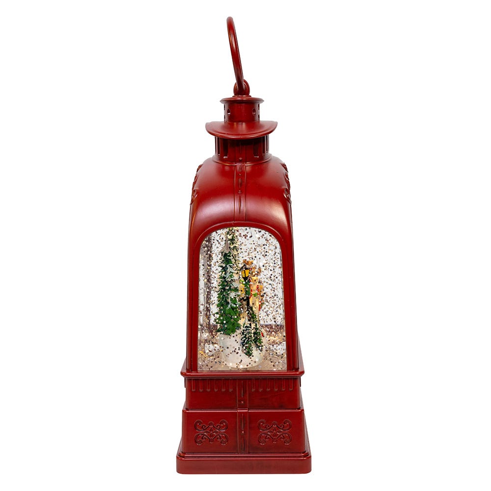 Kurt S. Adler 8.5“ Battery Operated USB LED Lighted Santa On Sleigh Lantern With Spinning Glitter Water