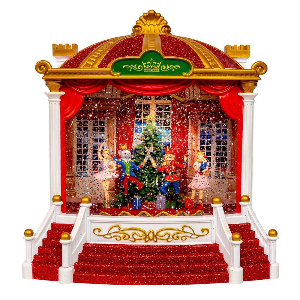 Kurt S. Adler 9.25“ Battery Operated USB LED Lighted Ballet Theater Lantern With Spinning Glitter Water