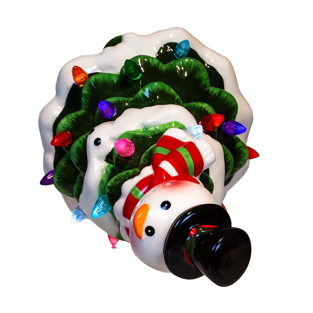 Kurt S. Adler 9“ Battery Operated Ceramic Light-Up Snowman Tree