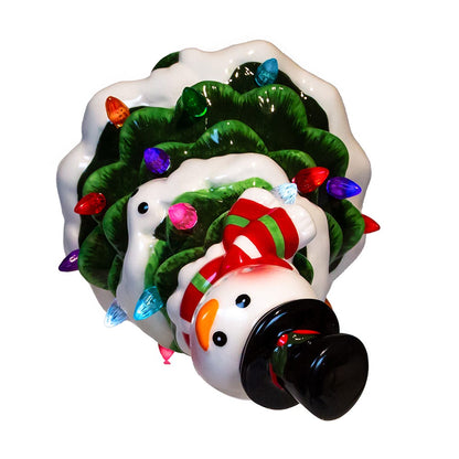 Kurt S. Adler 9“ Battery Operated Ceramic Light-Up Snowman Tree