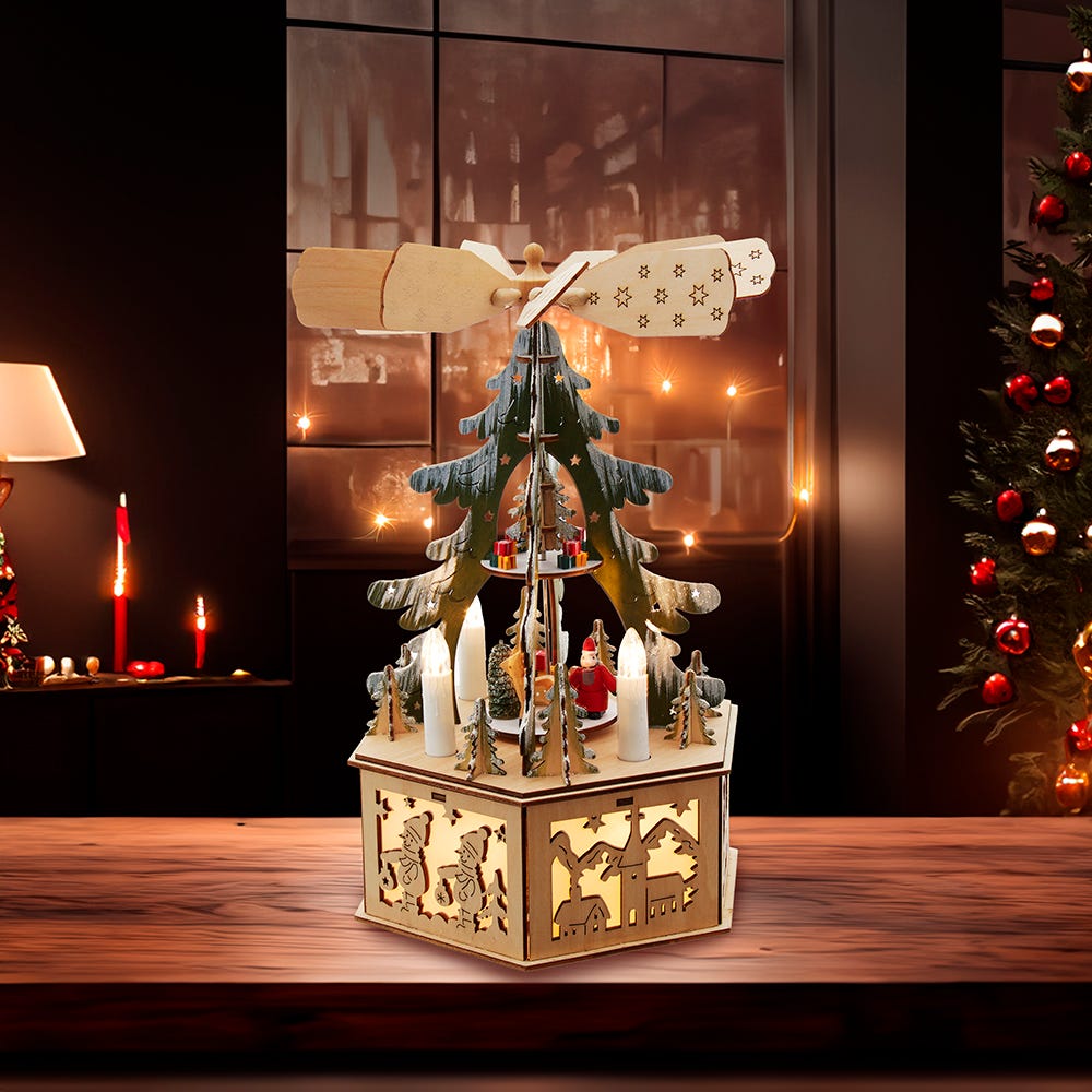 Kurt S. Adler Battery-Operated Musical LED Christmas Tree Windmill Scene