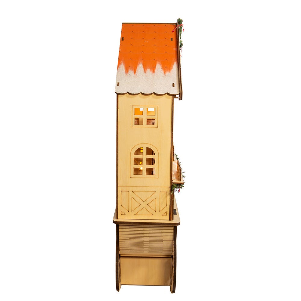Kurt S. Adler Battery-Operated Light-Up LED Musical Wooden Wagon Christmas Village Scene