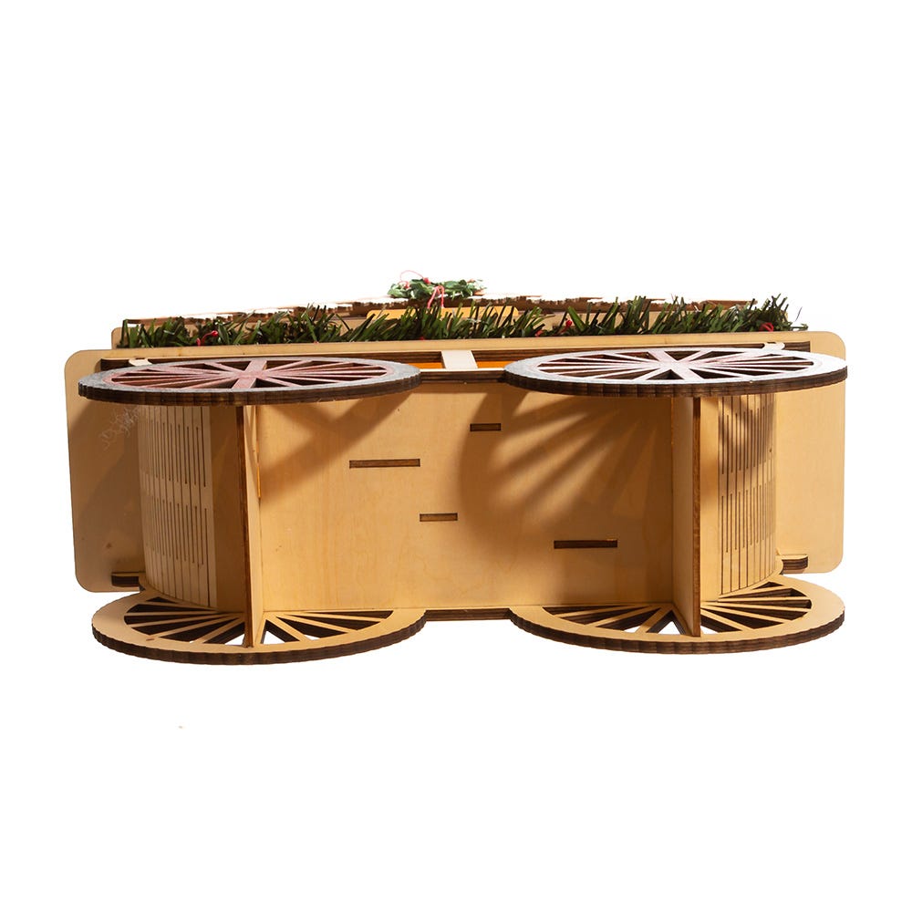 Kurt S. Adler Battery-Operated Light-Up LED Musical Wooden Wagon Christmas Village Scene