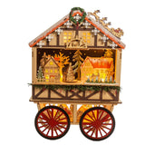 Kurt S. Adler Battery-Operated Light-Up LED Musical Wooden Wagon Christmas Village Scene
