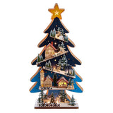 Kurt S. Adler Battery-Operated Light-Up LED Wooden Christmas Tree With Village Scene