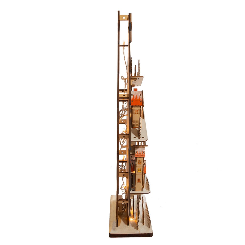 Kurt S. Adler Battery-Operated Light-Up LED Wooden Christmas Tree With Village Scene