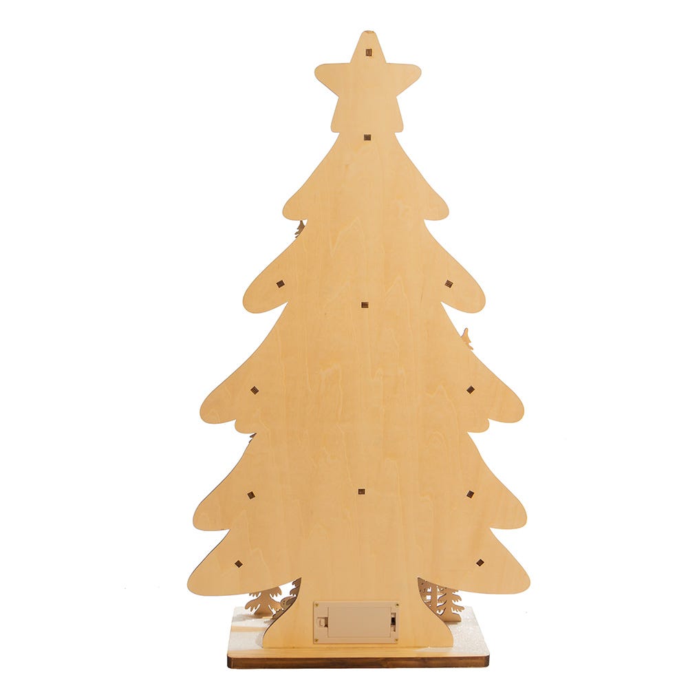 Kurt S. Adler Battery-Operated Light-Up LED Wooden Christmas Tree With Village Scene