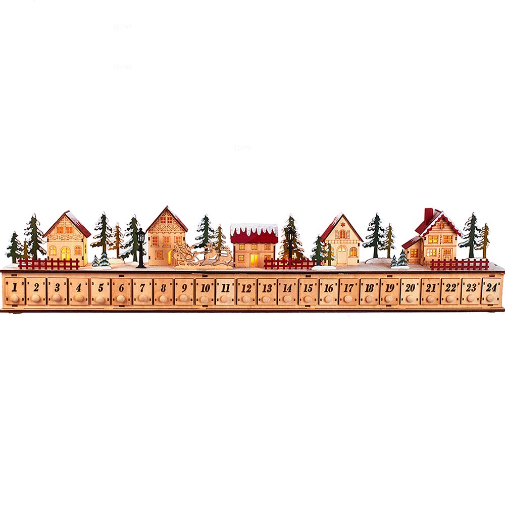 Kurt S. Adler 7“ Battery Operated 15-light LED Christmas Village With Advent Calendar