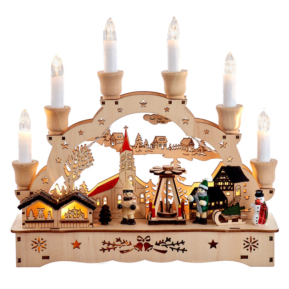 Kurt S. Adler 10.25“ Wooden LED Light-Up Musical/Motion Christmas Village