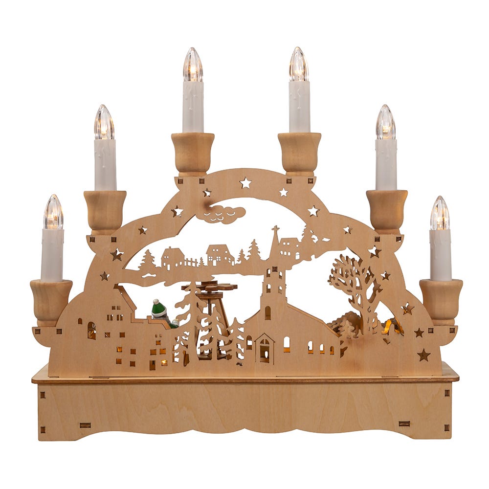 Kurt S. Adler 10.25“ Wooden LED Light-Up Musical/Motion Christmas Village