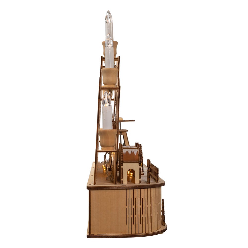 Kurt S. Adler 10.25“ Wooden LED Light-Up Musical/Motion Santa Christmas Village